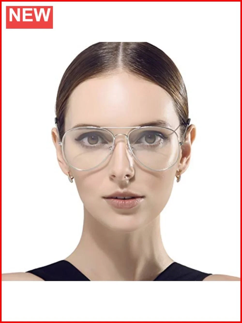 Classic Aviator Eyeglasses with Metal Frame, Clear Lens for Fashion or Outdoor